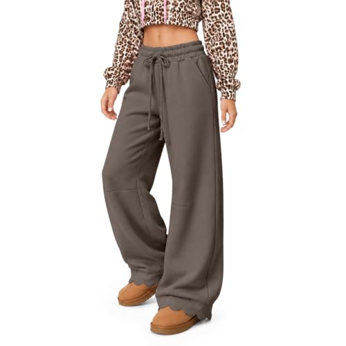 Wide Leg Sweatpants Women Scalloped Baggy Elastic Waist Sweatpants Pants - image 2
