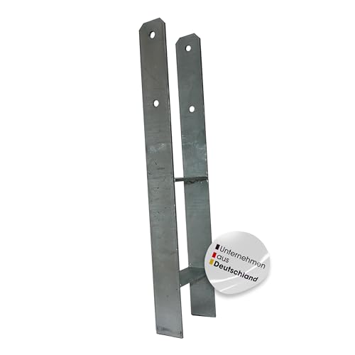H-Pfostenanker 5,6/91/600 mm, feuerverzinkt als Pfostenträger | H-Anker 91 x 600 mm für 9 x 9 cm | stabiler Betonanker & Einschlaghülse