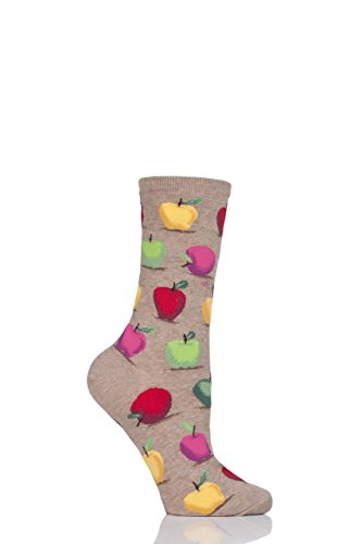 Preisvergleich Produktbild Damen 1 Paar HotSox Äpfel Baumwollsocken - Beige 37-42