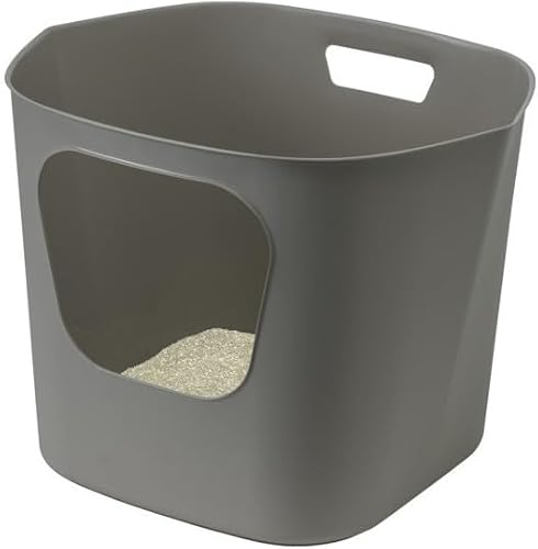 Moderna Lotus Easy to Pur Cat Litter Box, Grey