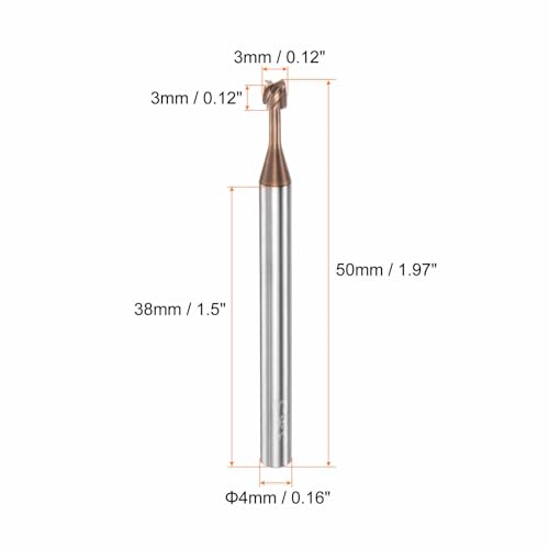 Image of HARFINGTON T Slot End Mill Milling Cutter 3mm Cutting 3mm Depth 4mm Shank Solid Carbide Titanium Coated 4 Flutes for Stainless Steel Alloy