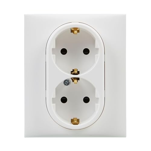 LEGRAND Enchufe Doble 2x2P+T 16A componible para instalación empotrada, Gama Niloé Step, Color Blanco, 398208