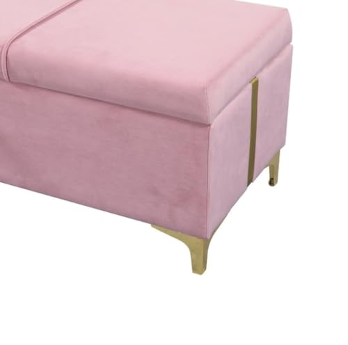 Image of LEGACY OF COMFORT Varvara Upholstered Ottoman Storage Bench for Living Room Velvet Chest for Sofa Couch Bedroom Entryway Ottoman (Pink)