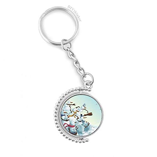 Llavero de Navidad con muñeco de nieve y anillo giratorio de pintura festival