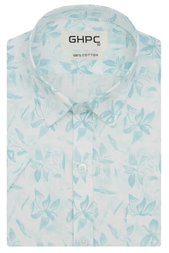 Image of GHPC Cotton Linen Printed Half Sleeves Regular Fit Formal Shirt for Men