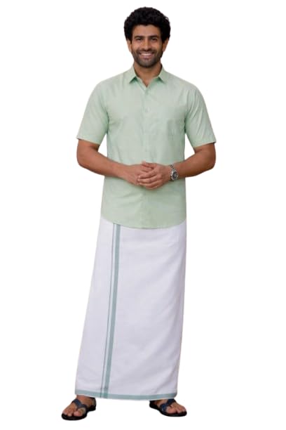 Men Half Sleeve Shirt with Maching Dhoti Set cotton-picture-55
