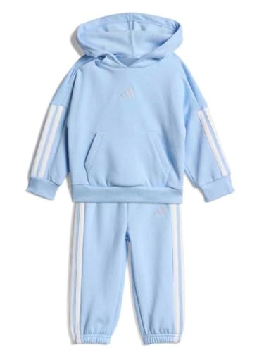 adidas Unisex bebé Essentials Hooded Jogger Track Suit, glow blue/white, 2-3 Years