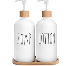 MOMEEMO White Soap Dispenser Bathroom Set, Soap and Lotion Dispenser Set Suitable for Bathroom Accessories Decor. (White)