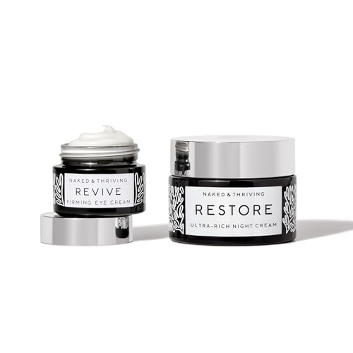 Naked & Thriving The Retinol-Alternative Duo | Restore Ultra-Rich Night Cream (50mL) + Revive Firming Eye Cream (15mL) with Hyaluronic Acid and Bakuchiol (Set of 2)