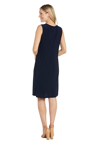 Image of R&M Richards Women's Sheath Dress W /Floral Print Sheer Jacket & Detachable Necklace | Elegant 2-Piece Formal Ensemble