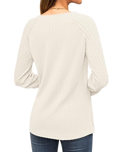 AUSELILY Womens Long Sleeve Shirts Casual V Neck Lightweight Pullover Tops 2025 New4
