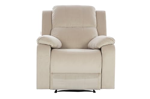 Image of Urban living - Joseph Single Seater Fabric Manual Recliner | 1 Seater Sofa | Single Sofa Recliner | 1 Seater Chair Sofa | 1 Year Warranty | Beige