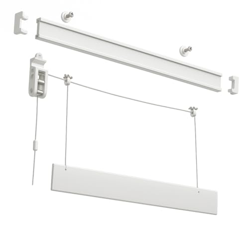 Binario Tenda a Pacchetto a Vetro 2 Calate in Alluminio con Sgancio Rapido, a Soffitto Parete o su Infisso, Bastone Binario per Tende a Pacchetto Moderne (60 CM COMANDO SINISTRO)
