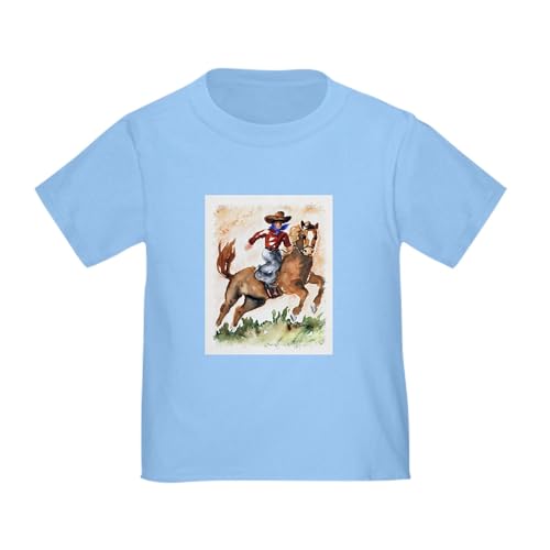 CafePress Cowboy On Horse Toddler T Shirt Toddler Graphic Tee, 100% Cotton Baby Blue