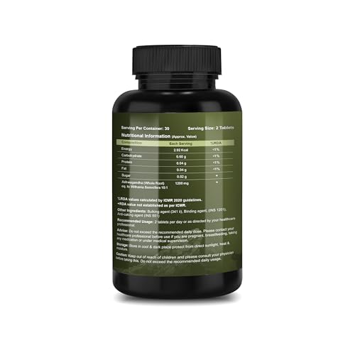 Image of CUREFOREVER Ashwagandha Tablet 1200mg - 120 Tablets, Supports Immunity & Sleep, Naturally Reduces Stress & Anxiety, Improves Focus & Mind Wellness - Withania Somnifera 10:1 Extract | 60 Servings
