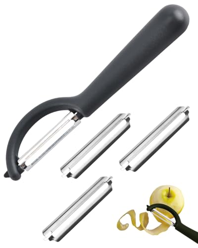 FUGLUS 1 Pezzi Sbucciatore Universale(Con 3 Lame di Sostituzione), Pelapatate Universale, Schaler Universal Peeler Per Frutta e Verdura, Pela Verdure con Manico Antiscivolo