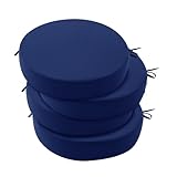 Summsun Outdoor Bistro Chair Cushions Set of 4, 15' D x 3' H Round Chair Cushions Waterproof and Fade Resistant Chair Cushion Pads with Non-Slip Ties and Removable Covers for Garden, Navy Blue