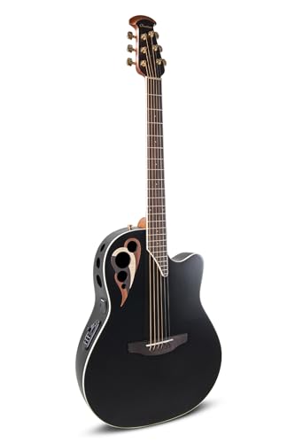 Ovation CDX40-5-G Celebrity Elite Deluxe CDX40 Electric Acoustic Guitar Solid Spruce Top Deep Contour Lyrachord Body Black Satin