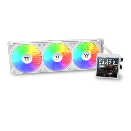 Thermaltake LB360 Ultra CPU Liquid Cooler; Intel/AMD; 3.95" TFT LCD; 1x360mm 700~1900 RPM Single Frame ARGB Fan; 360mm Radiator; Magnetic Rotatable Display; TT RGB Plus 3.0; Snow; CL-W508-PL12SW-A