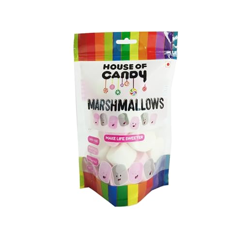 Image of House of Candy Pink & White Tubes - Marshmallow Candy, Strawberry /Vanilla Flavours - 100gm (Pack of 2)