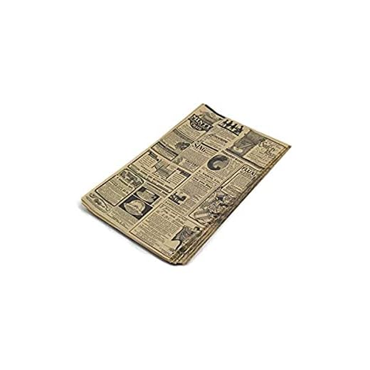 HostelNovo - 100 unidades de papel antigrasa para envolver alimentos - Medida única de 32 x 20 cm - Especial para Basket Chips y cualquier tipo de recipiente - Papel Kraft
