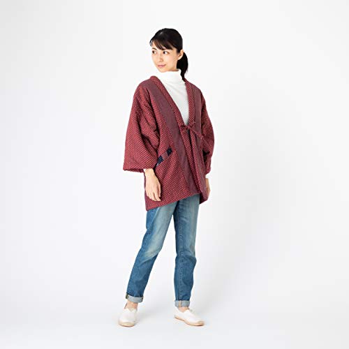 Hanten Cotton Jacket Made in Japan Kimono-Style Womens Red2
