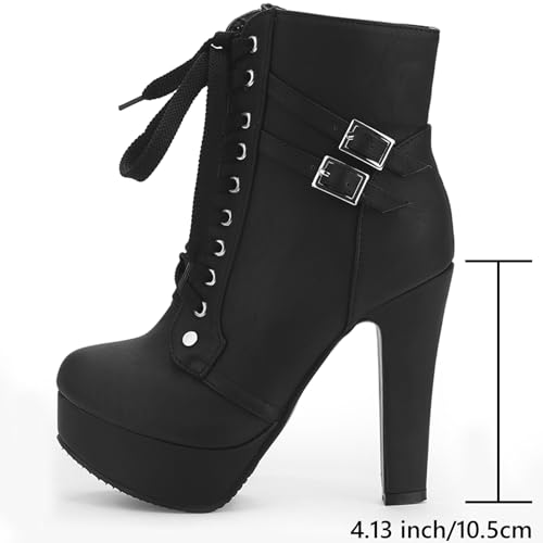 susanny high heel boots for womenwomens platform boot heels sexy round toe lace up high heels mid calf boots