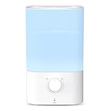 ZAFRO 3.2L Cool Mist Humidifier for Bedroom, 360° Adjustable Nozzle & 7 Color LED Night Light, Top Fill Design & Multiple Mist Levels, 24 dB Quiet Ultrasonic Comfort Humidifiers, White