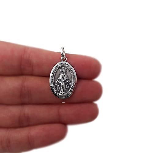 Medalla Virgen Milagrosa Plata Ley 925 Unisex 25 mm