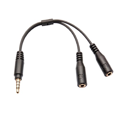 HTTX 3.5mm Male to 2 Female Headset Splitter Adapter for Headphones with Two Separate Headphone/Microphone Plugs- 3.5mm 4 Position Male to Dual 3 Position Female Plugs M/F