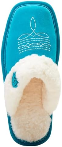 ARIAT Women's Jackie Square Toe Warm Soft Suede Leather Indoor Outdoor Slippers with Plush Collar, Bright Turquoise, 7 | Image 3