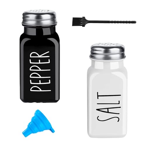 Pack of 2 Pepper Shaker and Pot Salt and Pepper Set - White & Black