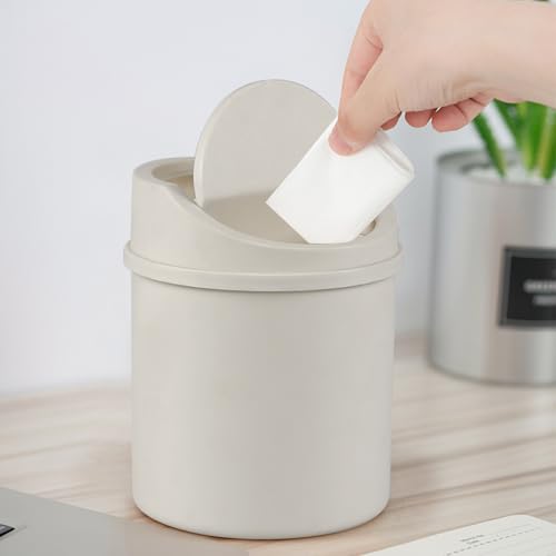 Papelera pequeña de plástico 0.5 gal blanca con tapa basculante miniatura 5