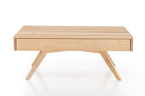 WOODLIVE DESIGN BY NATURE Massivholz Couchtisch rechteckig aus Kernbuche, Wohnzimmer-Beistelltisch, massiver Holztisch inkl. 2 Schubladen, Tisch 110 x 70 cm Cover