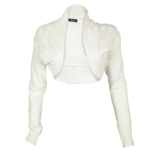 Bolero blanco vintage de manga larga para mujer talla S/M