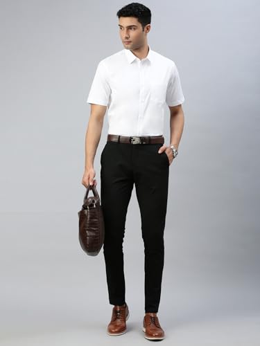 Image of RAMRAJ COTTON Men White Regular-Fit Solid Ethnic Cotton Shirt