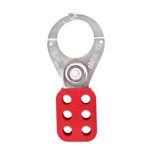 Image of Lock Out Tag Out Hasp,Red 1.5 inch Jaw Diameter Stainless Steel Lockout Hasp Tamper-Proof Padlock Hasp with Extended Jaw,Nylon Handle,Impact-Resistant(10 Pack)