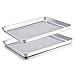 Juego de 2 bandejas de horno TEAMFAR rectangulares de acero inoxidable para hornear, para servir, 40 x 30 x 2,5 cm, no tóxico y saludable, pulido brillante, fácil de limpiar y apto para lavavajillas