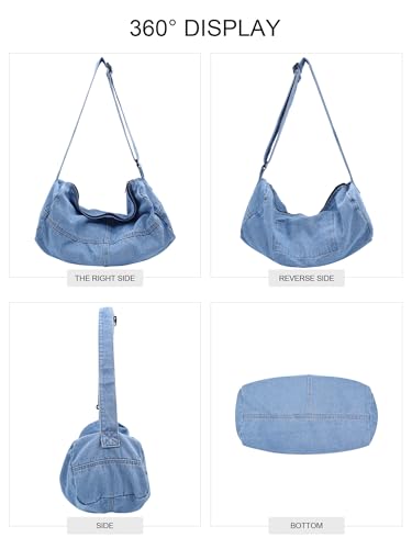 Canvas Tote Bag Hobo Crossbody Bag Fashion Crescent Bag with Zipper Pockets for Shopping Travel for Women and Men4