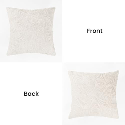 AELS Boho Decorative Textured Throw Pillow Covers 20x20, Organic Modern Mid Century Rainbow Tufted Pillow Case, Farmhouse Rustic Geometric Woven Cushion Case for Bed Couch Sofa, Creamy White by AELS - Used condition - Image 3