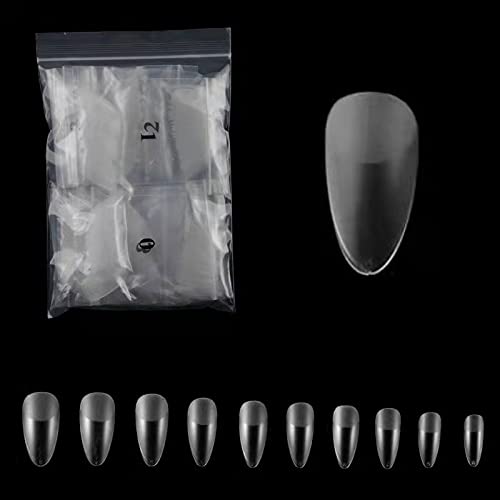 500 Mandel Press-On Tips voll mattiert - Fullcover Click-It Tip Almond Nails - für einfache & schnelle Nagelverlängerung Cover