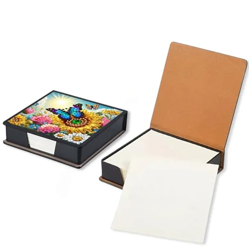 NDNXYXGS Diamond Painting Kit Note Box,Memo Paper Storage Box Diamond Art,Sticky Note Holder Diamond Art,Diamond Painting Memo Pad For Office Desk. (Butterfly)
