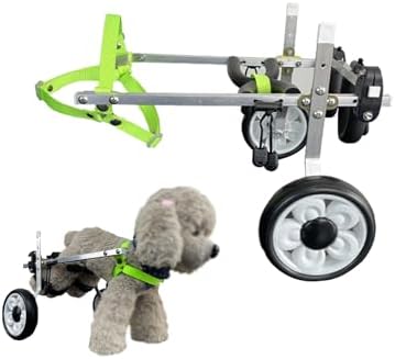 Adjustable 2-Wheel Pet Stroller Wheelchair - Foldable Mobility Aid for Small Dogs & Cats with Hind Leg Support Straps - Ideal for Disabled Pets Walking