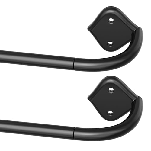 Image of 2 Pack Curtain Rod Wrap Around Adjustable Room Darkening Blackout Curtain Rod 28-42 inch Easy Install Black Curtain Rods for Windows Bedroom Outdoor