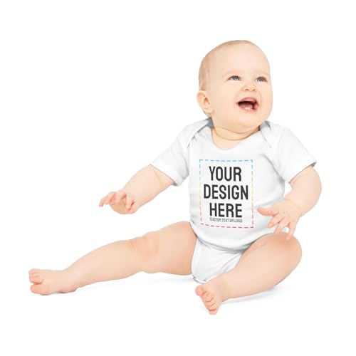 Personalized Custom Kids Baby Romper Onesie T-shirt Bodysuit Add Your Own Text Image Photo of Boy Girl 100% Polyester White4