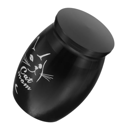 ROMISBABA ペット壷 ミニ灰壷 犬の灰のためのペット骨壷 鎖 犬の記念碑 ペットメモリ 犬の灰入れ ペットの遺灰の記念品 クレート 合格した 猫キャリア 猫の記念碑 死別 合金 Black