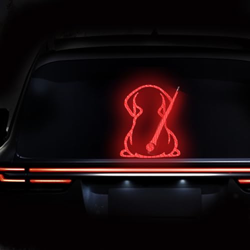 Image of Dog Decal Vinyl Sticker, Rear Wiper Decal Cute Dog Moving Tail Wiper Decals Reflective Stickers Windshield Wiper Stickers Window Wiper Decals Tags for Rear Vehicle Wipers (Red)