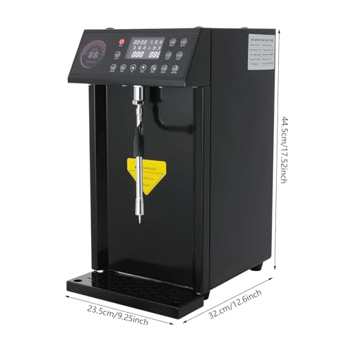 Mousseur à Lait électrique Professionnel à Vapeur - 8 L, mousseur Automatique avec 5 réglages de température, Acier Inoxydable, minuterie, idéal pour Les cafés et,Black