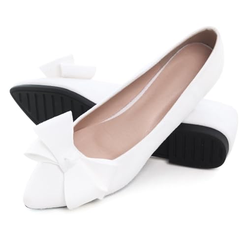Image of TN TANGNEST Flats Shoes Women Comfort Casual Loafers | Classic Pointed Toe Bowknot Flats Cute Slip On Flats, Wear to Work Travel Walk