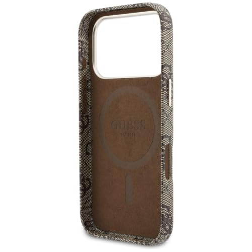 Coque iPhone 17 Pro Guess 4G Script Marron Premium Look Luxueux